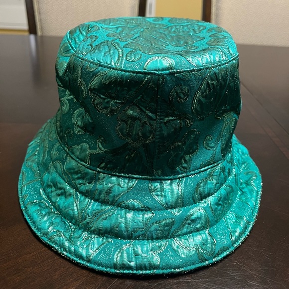 New Gucci GG Supreme Logo Green Floral Double Sided Bucket Hat Size L - Picture 9 of 16